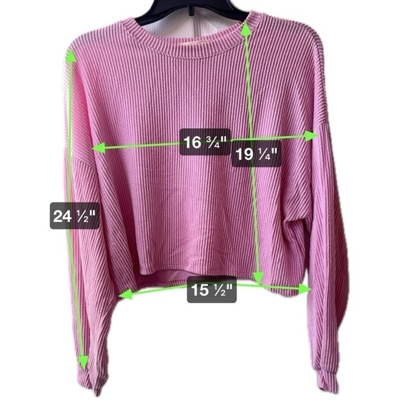 Dress Up Pink Cropped Ribbed Sweater Size M - Picture 4 of 6